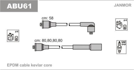 Провода В/В Audi A4 1.6 95-00 VW Passat 1.6 96-00 Janmor ABU61