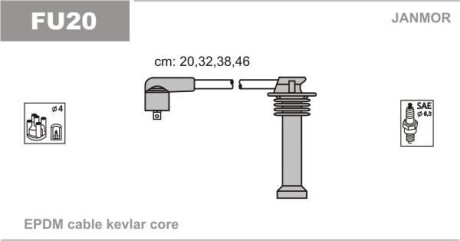 К-кт в/в провода Ford Focus 1,8I.2,0I.Mondeo 1,6I-2,0 (каучук) Janmor FU20