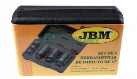 Набір головок ударних 6-гранних 1/2" (3 шт) JBM 52337 (фото 1)