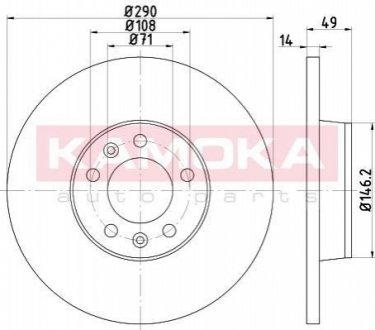 Тормозные диски CITROEN JUMPY 07-/FIAT SCUDO 07-/PEUGEOT EXPERT 07- KAMOKA 1031050