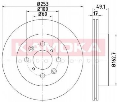 Гальмівні диски OPEL AGILA 00-07/SUBARU JUSTY 03-/SUZUKI IGNIS 03- KAMOKA 103204