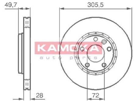 Гальмiвнi диски Renault Trafic/Opel Vivaro/Nissan Primastar 01- KAMOKA 1032408