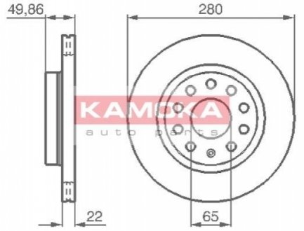 Гальмівні диски AUDI A3 03-/SKODA OCTAVIA 04-/VW GOLF V 03- KAMOKA 1032446 (фото 1)