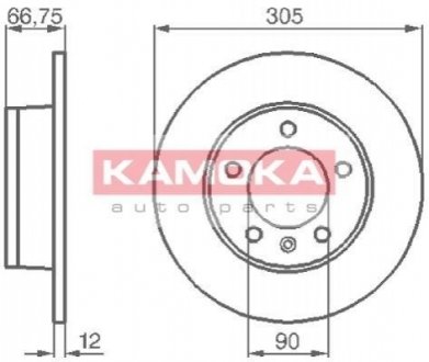 Гальмівні диски невентильовані, задні KAMOKA 1032544