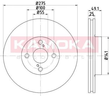 Гальмiвнi диски TOYOTA COROLLA (E12) 01-07 KAMOKA 103255