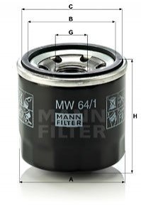 Фільтр масляний двигуна (вир-во) MANN MW 64/1