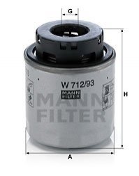Фільтр масляний двигуна (вир-во) MANN W 712/93 (фото 1)