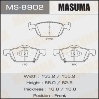 Колодки гальмівні передн Honda Accord, Civic (08-) (MS-8902) MASUMA MS8902