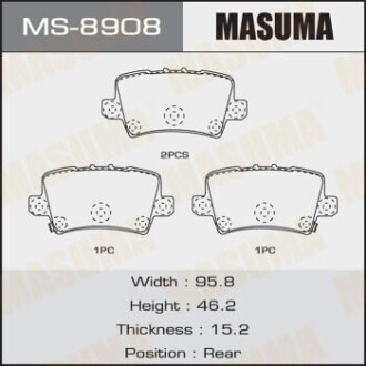 Колодка гальмівна задня Honda Civic (06-12) MASUMA MS8908