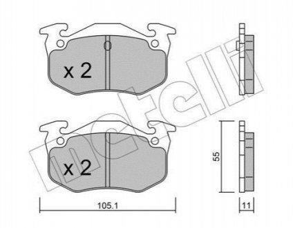 Тормозные колодки (задние) Citroen Saxo/Xsara/Peugeot 105/205/206/306/309 84- Metelli 22-0038-0