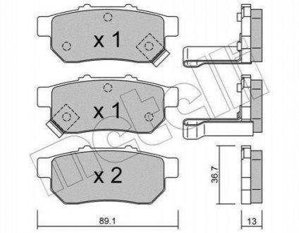 Тормозные колодки (задние) Honda Jazz III/IV 02- Metelli 22-0176-1 (фото 1)