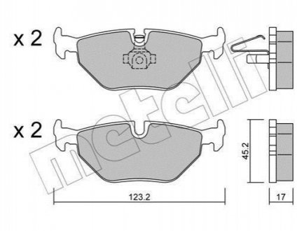 Колодки гальмівні (задні) BMW 3 (E46) 98-07/Z4 (E85/E86) 03-09/Rover 75 99-05/Saab 9-5 97-09 Metelli 22-0261-0 (фото 1)