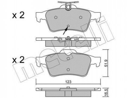 Тормозные колодки (задние) Peugeot 508 10-18 Metelli 22-0337-2 (фото 1)
