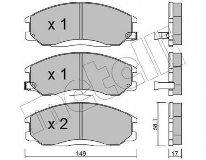 Колодки гальмівні (передні) Hyundai Santa Fe/Trajet 00-12/Ssangyong Actyon/Kyron 05-/Rexton 02- Metelli 22-0364-0
