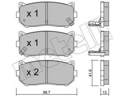 Тормозные колодки (передние) Kia Cerato 01-04/Carens 00-/Clarus 96-/Sephia 93-97/Shuma 97-04 Metelli 22-0372-0