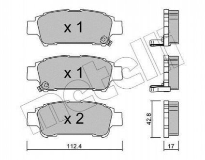 Колодки гальмівні (задні) Toyota Avensis/ Previa 2.0/2.0D 01-09 Metelli 22-0428-0 (фото 1)