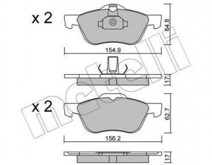 Колодки гальмівні (передні) Nissan Primera 2.0 16V 96-02 Metelli 22-0489-0 (фото 1)