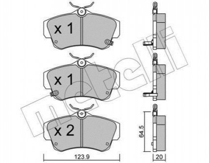 Тормозные колодки (передние) Chrysler PT Cruiser 1.6-2.4 00-10 Metelli 22-0521-0 (фото 1)