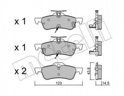 Тормозные колодки (задние) Honda Civic IX 1.4-2.2D 12- Metelli 22-0556-2