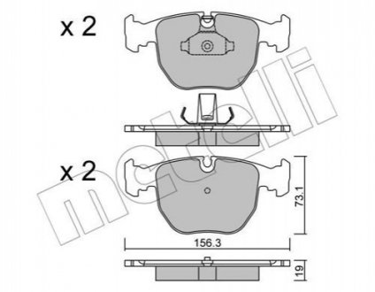 Комплект гальмівних колодок (дискових) (передние) BMW 5 (E39) 96-04/7 (E38) 94-01/X3 (E83) 06-11 Metelli 22-0559-0 (фото 1)