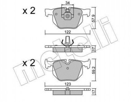 Тормозные колодки (задние) BMW 7 (E65/E66/E67) 01-08 Metelli 22-0561-0