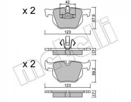 Тормозные колодки (задние) BMW 3 (E90/E91/E92/E93) 04-13/X1 (E84) 09-15 Metelli 22-0643-0