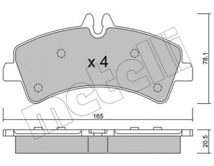 Колодки гальмівні (задні) MB Sprinter 411-519CDI/VW Crafter 06- (спарка) Metelli 22-0674-0 (фото 1)