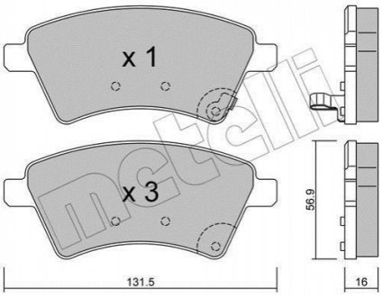 Тормозные колодки (передние) Fiat Sedici 06-14/Suzuki SX4 06- Metelli 22-0702-0 (фото 1)