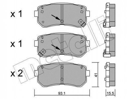 Тормозные колодки (задние) Hyundai Kona/Kia Picanto 11- Metelli 22-0725-1 (фото 1)