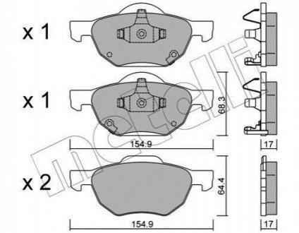 Колодки тормозные (передние) Honda Accord VII 03-08 Metelli 22-0730-0 (фото 1)