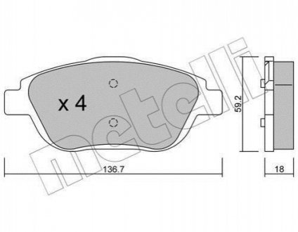 Колодки тормозные (передние) Citroen C3/DS3 09-/C4 Cactus/Peugeot 2008 13- Metelli 22-0852-0 (фото 1)