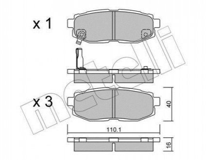 Колодки гальмівні (задні) Subaru Forester 13-/Tribeca 05- Metelli 22-0875-0 (фото 1)