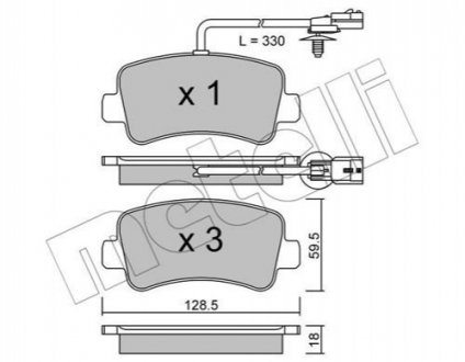 Колодки гальмівні (задні) Renault Master III/Opel Movano B/Nissan NV400 10- (+датчик)(однокатковий) Metelli 22-0899-0 (фото 1)