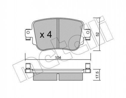 Комплект гальмівних колодок (дискових) (задніх) Audi Q3/Skoda Octavia/Seat Leon/VW Golf/Caddy IV 14- Metelli 22-0980-0