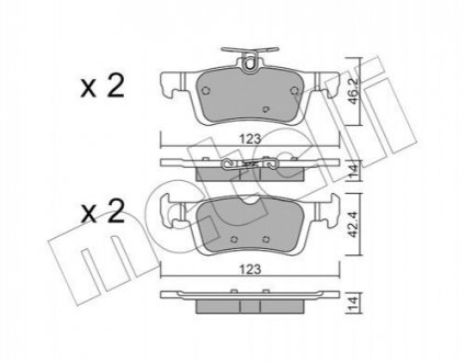 Тормозные колодки (задние) Ford Fiesta 1.0 EcoBoost 17-/Peugeot 308 1.6 HDi 14- Metelli 22-0986-1 (фото 1)