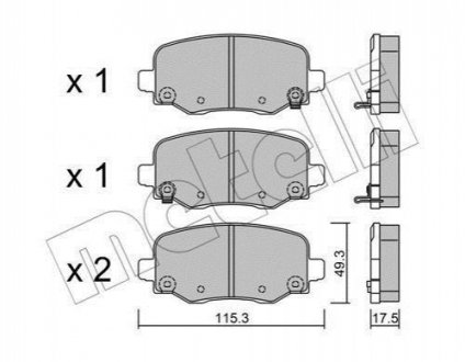 Тормозные колодки (задние) Fiat 500/Jeep Compass/Renegade 14- Metelli 22-1002-1