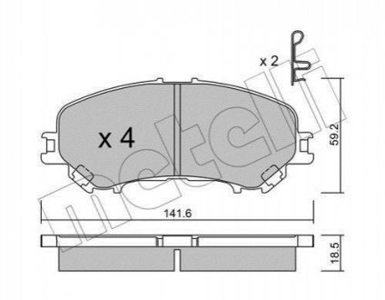 Колодки гальмівні (передні) Nissan Qashqai II 13-/X-Trail 19-/Renault Kadjar 15- Metelli 22-1010-0