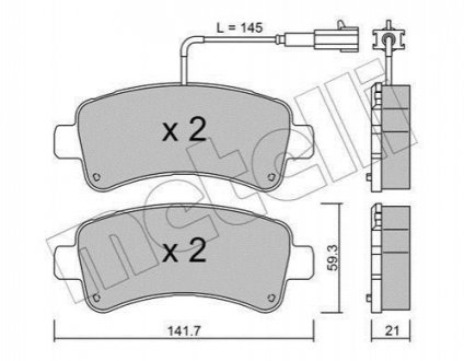 Колодки гальмівні (задні) Citroen Jumper/Peugeot Boxeri 10- (з датчиком) Metelli 22-1033-0 (фото 1)