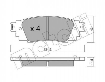 Колодки гальмівні (задні) Toyota Camry 17-/Rav4/Lexus ES/UX 18-/RX 15- Metelli 22-1089-0 (фото 1)