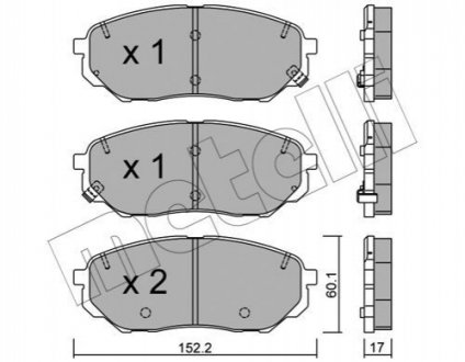 Тормозные колодки (передние) Hyundai Santa Fe IV/Kia Sorento 2.0-3.3 15- Metelli 22-1096-0