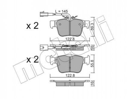 Колодки гальмівні (задні) Alfa Romeo Giulia/Stelvio/Mazerati Levante Suv 15-(з датчиком) Metelli 22-1101-0