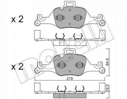 Тормозные колодки (передние) BMW 3 (G20-21/G80-81)/X3-X6 18-/5 (G30/G31/F90)/6 (G32)/7 (G11/G12) 15- Metelli 22-1145-0 (фото 1)