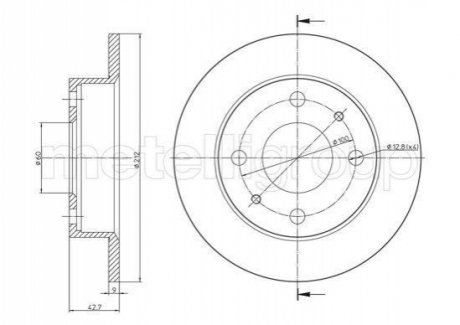 Диск тормозной (передний) Subaru Vivio 92-95 (211.8x42.7) Metelli 23-1626