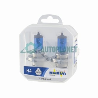 Лампа галогенна TWIN SET H4 12V 60/55W RANGE POWER WHITE (вир-во) NARVA 48680S2