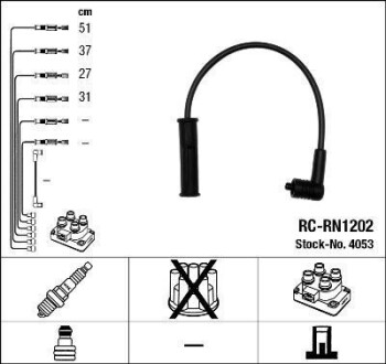 Проводи запалювання (к-кт) Renault Kangoo 1.4 97- (RC-RN1202) NGK 4053