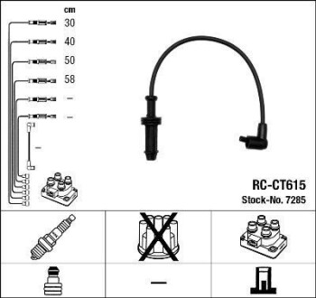 Проводи запалювання (к-кт) Citroen Berlingo/Peugeot 205/306 1.4/1.6 96-11 (RC-CT615) NGK 7285