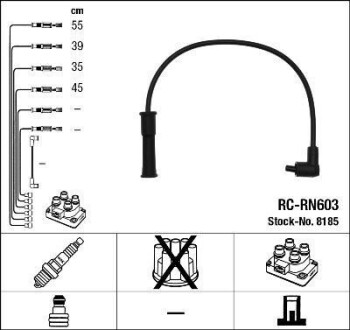 Проводи запалювання (к-кт) Renault Clio/Kangoo 1.2 96- (RC-RN603) NGK 8185