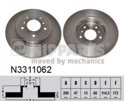 Тормозные диски задние NIPPARTS N3311062 (фото 1)