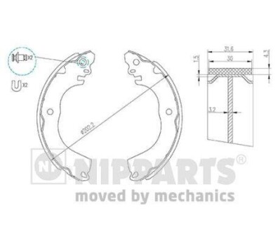 Гальмівні колодки барабанні NIPPARTS N3505049