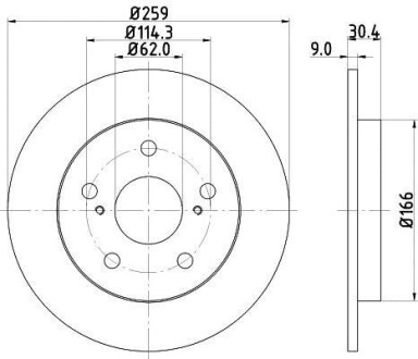 Диск тормозной задний Toyota Auris, Corolla 1.4, 1.6, 1.8 (07-) Nisshinbo ND1008K